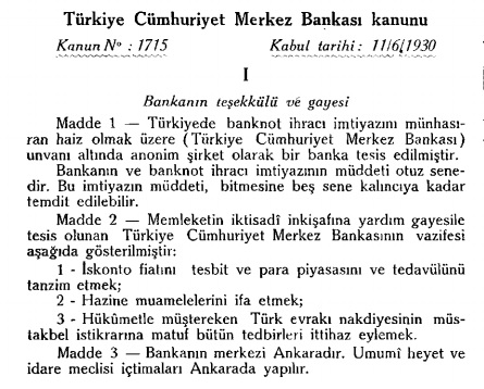 1715 sayılı tcmb kanunu