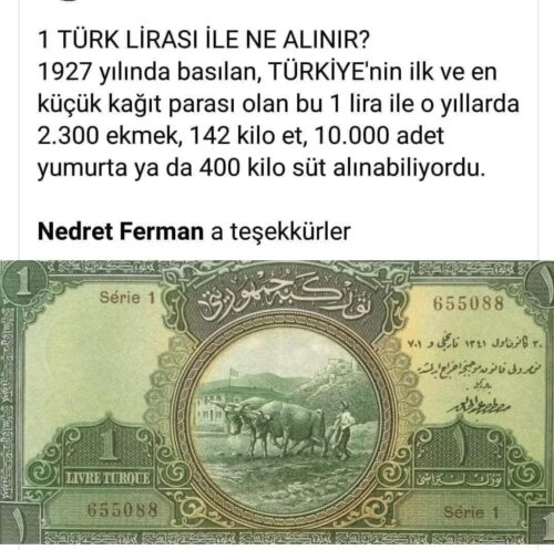 1927de basılan 1 türk lirası ile ne alınır