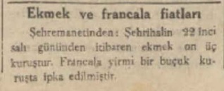 1930 ekmek fiyatları