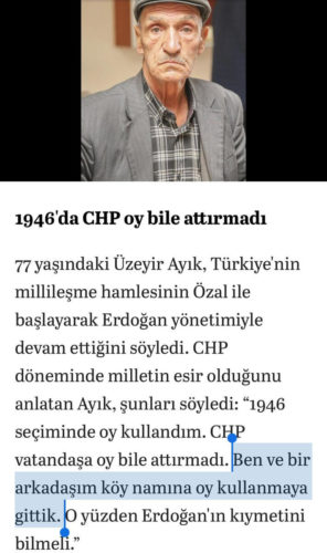 1946 seçimlerinde oy kullandırılmayan