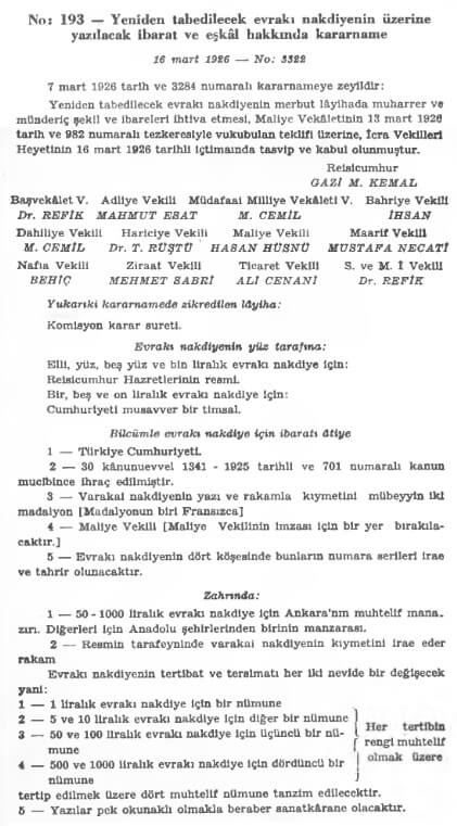 1926-yeni-para-kararnamesi