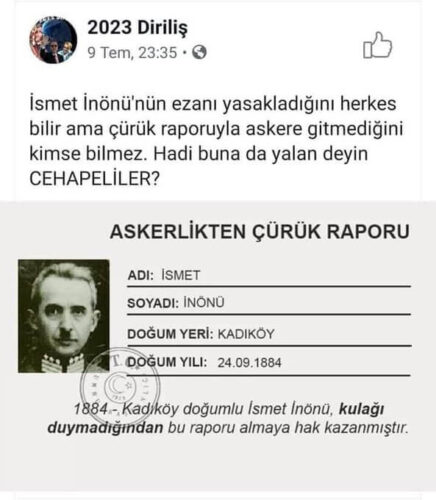 ismet inönü çürük asker kaçağı