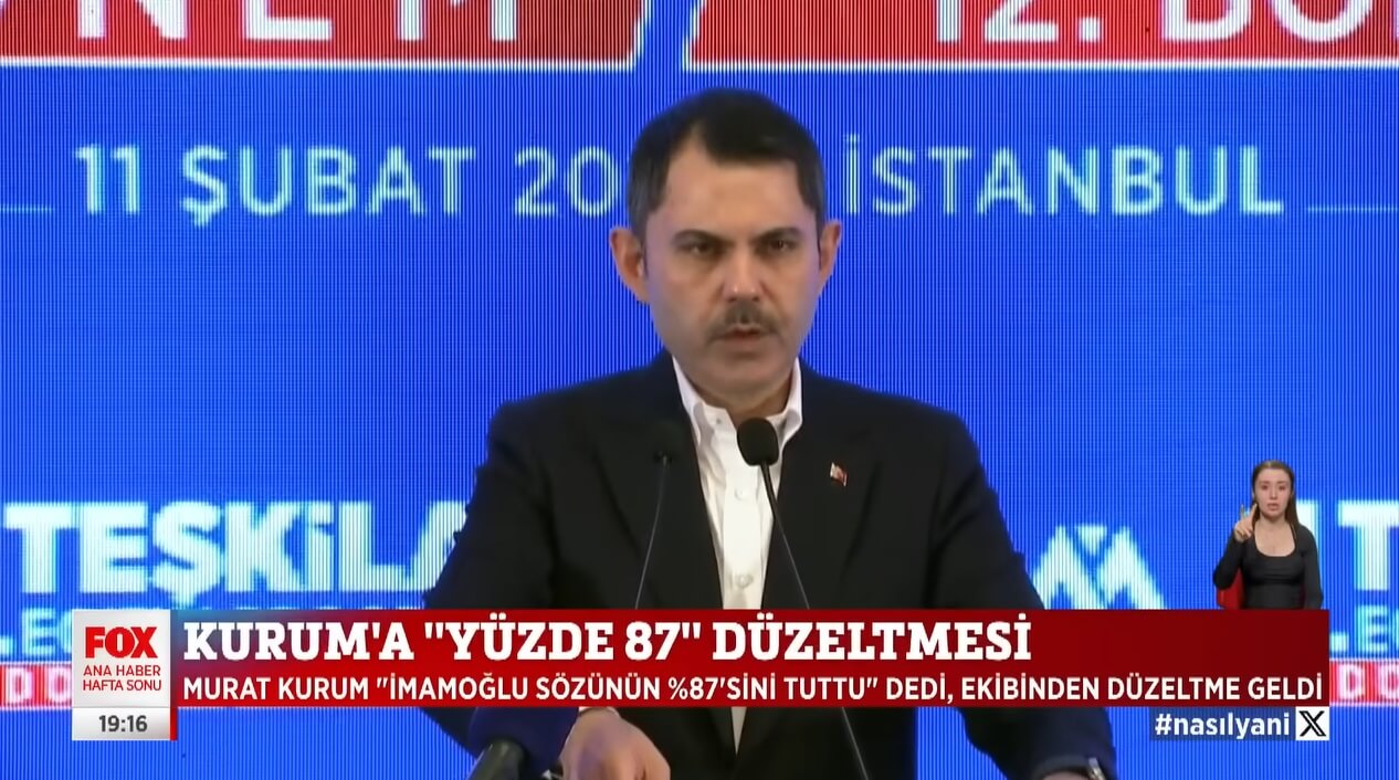 Murat Kurum’un İBB Başkanı Ekrem İmamoğlu’nun Vaatlerinin % 87’sini Gerçekleştirdiğini Söylediği İddiası