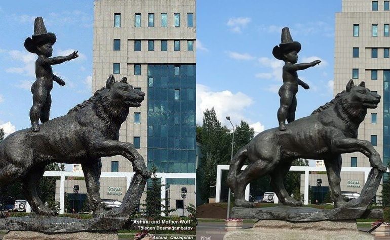 kazakistan-bozkurt-heykeli-fotomontaj