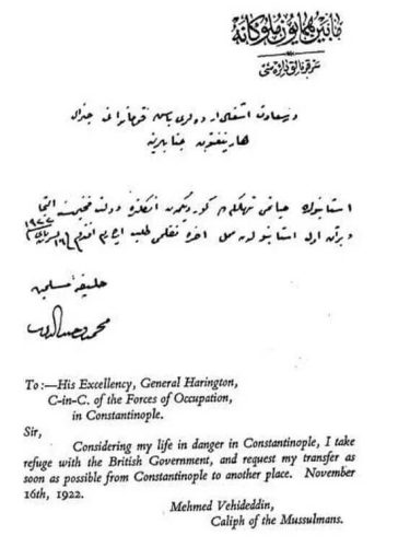 vahdettin-ingilizlere-siginma-mektubu