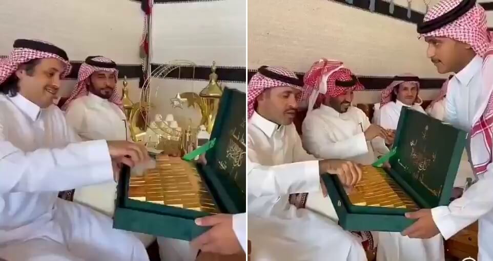 Suudi Arabistan’da Düğün Töreninde 24 Ayar Altın Külçe Hediye Edildiği Uydurularak Paylaşılan Video altin-cikolata-ikram
