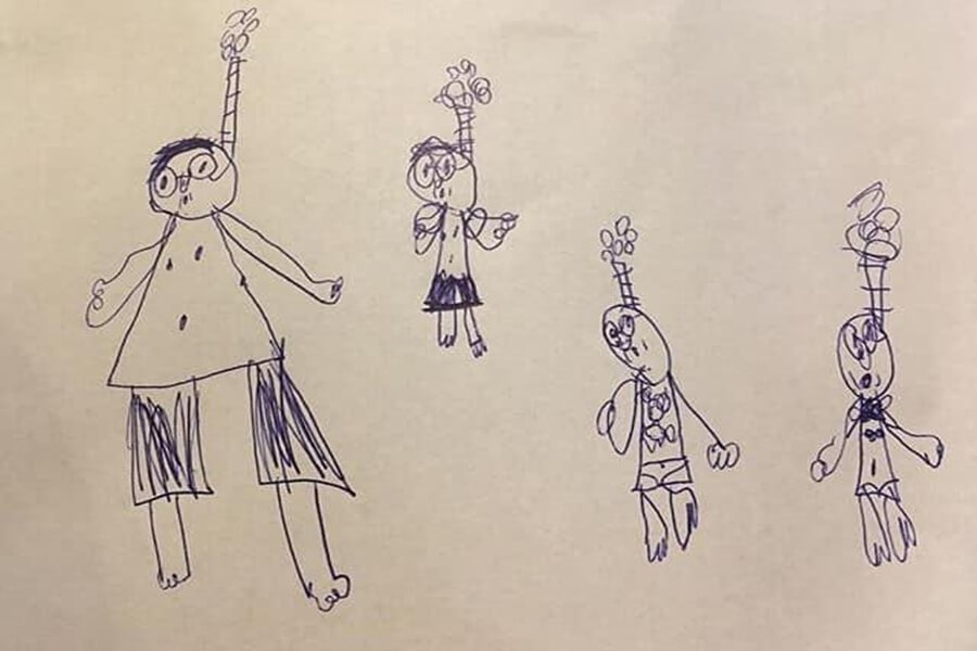 Bir Çocuğun Çizdiği “Şnorkelle Dalış Yapan Aile” Resminin Yanlış Yorumlanması Konulu Kurgu Anlatı cocuk snorkel dalis cizim