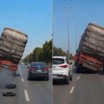 "Trafikte Devrilmekte Olan Kamyonu Destek Verip Kurtaran Tır" Görüntüleri devrilen-kamyona-destek