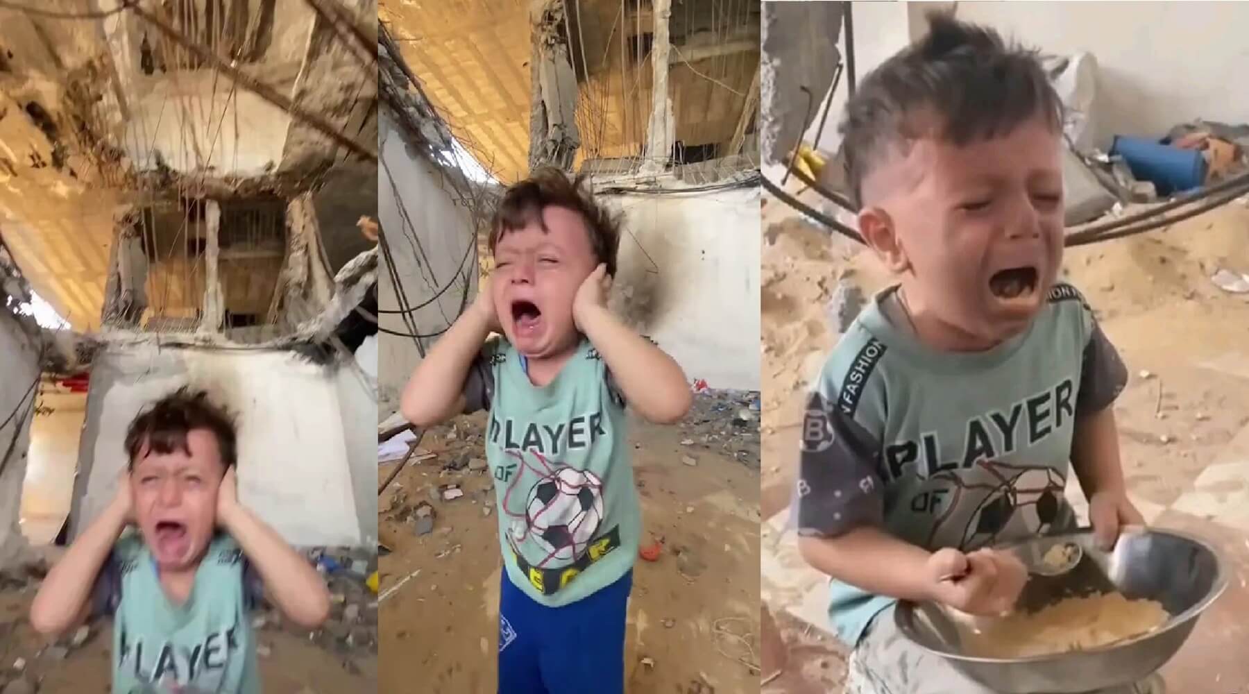 “İsrail Bombardımanı Altındaki Gazze’de Ağlayan Çocuk” Canlandırması aglayan-cocuk