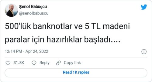 500luk banknot -5 tl -madeni para hazirlik