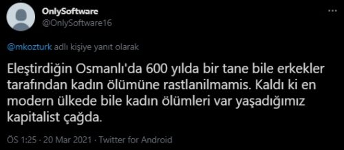 600 yılda kadın öldürülmemiş