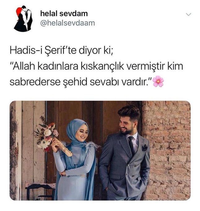 "Allah Kadınlara Kıskançlık Vermiştir. Kim Onlara Sabrederse Şehit Sevabı Vardır" Şeklinde Bir Hadisin Olduğunu İddia Eden Tweet