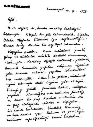 Ataturk afet inan mektup