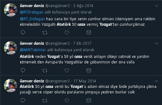 Atatürk'ün Yozgat'a 50 yıl ceza verdiğine dair iddiayı içeren sosyal medya paylaşımları