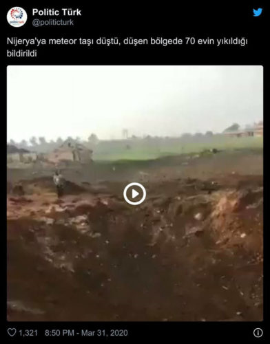 nijeryaya meteor düştü