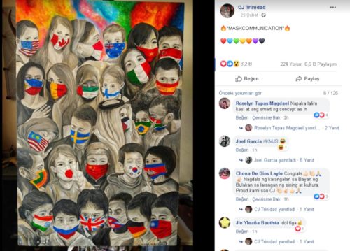 Filipinli sanatçı CJ Trinidad’ın “Maskcommunication” isimli çalışmasını içeren paylaşımı