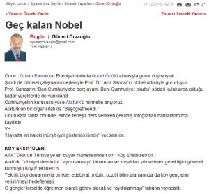 Güneri Civaoğlu Köşe Yazısı