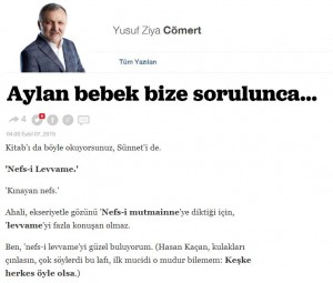 Yusuf Ziya Cömert ve Nefs-i Levvame