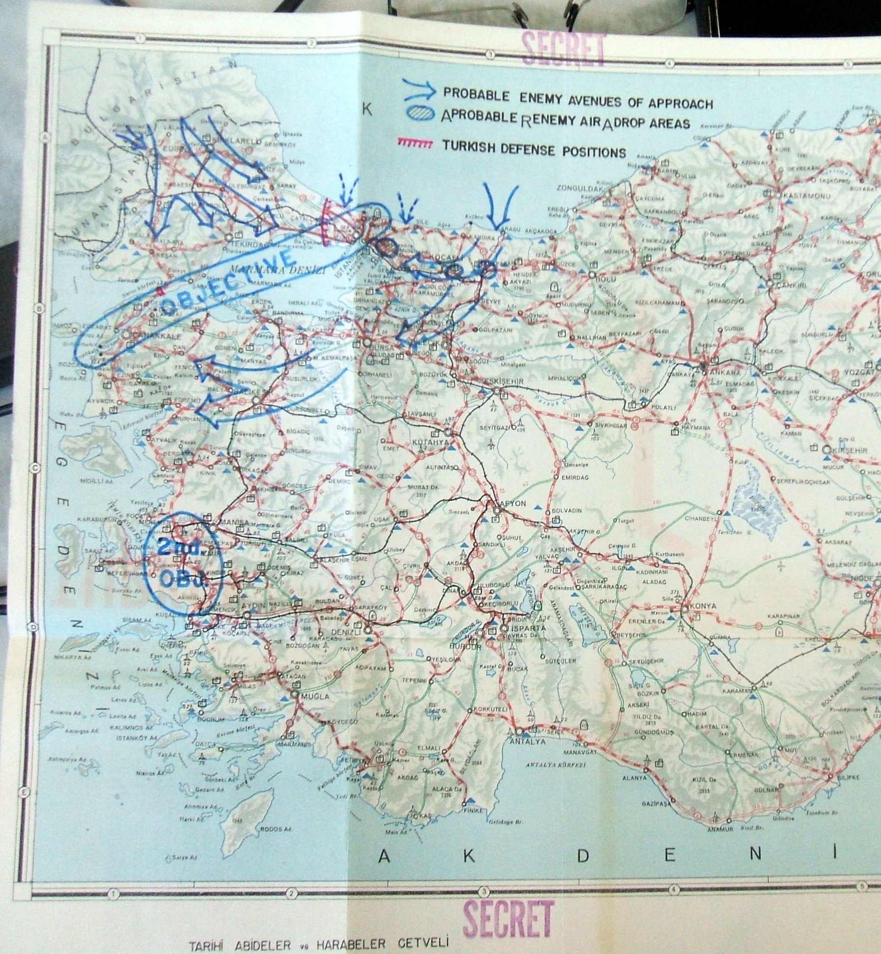 Soğuk Savaş yıllarında hazırlanan bir savunma planı haritası