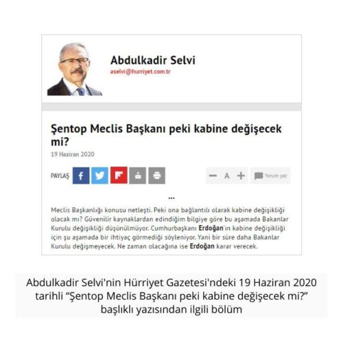 abdulkadir selvi kabine değişikliği