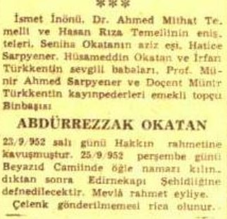 abdurrezzak okatan vefat