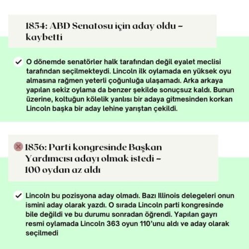 abraham lincoln başarısızlıkları