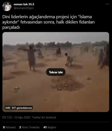 ağaçlandırma islama aykırı fetva iddiası