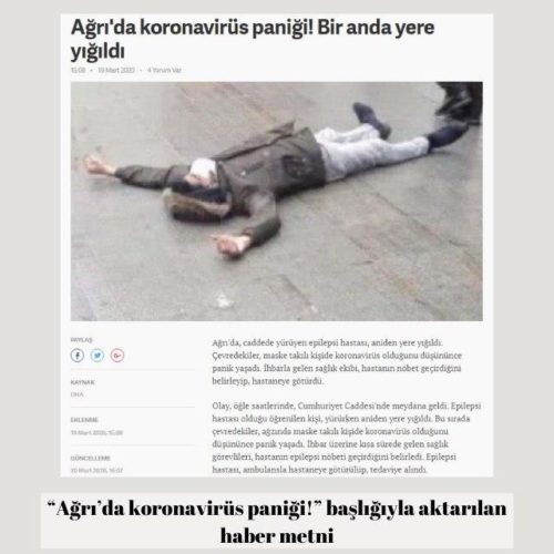 19 Mart 2020 tarihinde çeşitli haber sitelerinde "Ağrı'da koronavirüs paniği!" başlığıyla aktarılan haber met