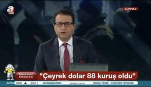 A Haber’in alt bandı “Çeyrek dolar 88 kuruş oldu” olarak montajlanan ekran görseli