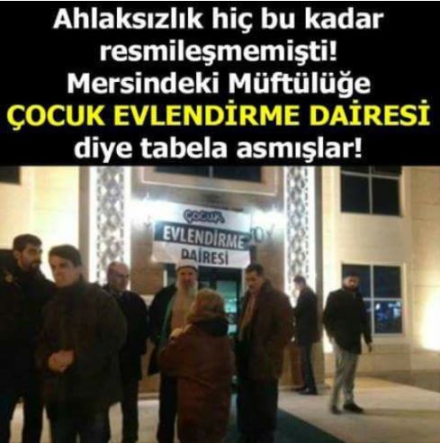 Mersin Müftülüğü'ne "Çocuk Evlendirme Dairesi" tabelası asıldığı iddiasını içeren görsel