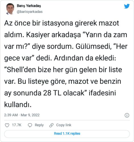 akaryakit istasyonu kasiyer zam