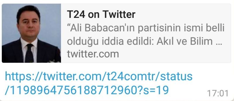 Ali Babacan'ın kuracağı yeni partinin adının "Akıl ve Bilim Partisi" olacağı iddiasını içeren paylaşım
