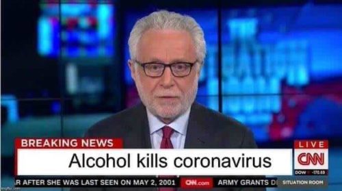 Alkolün koronavirüsü öldürdüğü iddiasını içeren montaj TV ekran görüntüsü