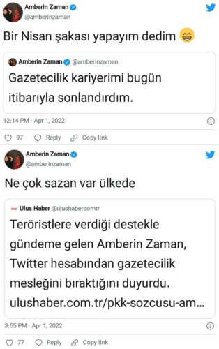 amberin zaman gazeteciligi birakti