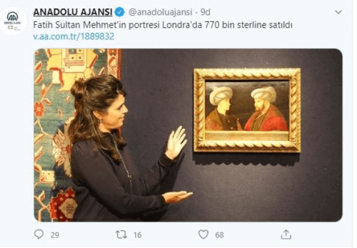 fatih sultan mehmetin portresi satıldı
