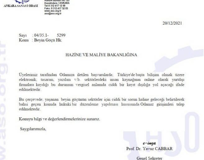 ankara sanayi odasi maliye bakanligi