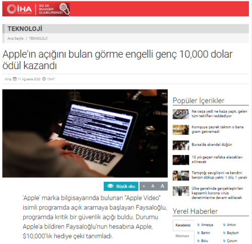 apple açığını bulan genç