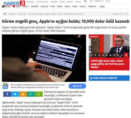 apple açığı bulan genç