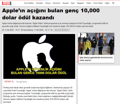 apple açığı bulan genç