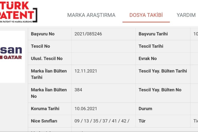 aselsan qatar marka tescil basvurusu