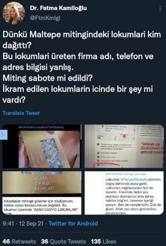 aşı karşıtı mitingde dağıtılan lokumlar