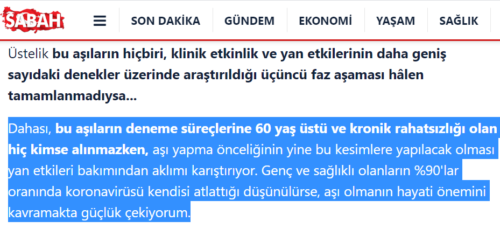 60 yaş üstü aşı denemesi