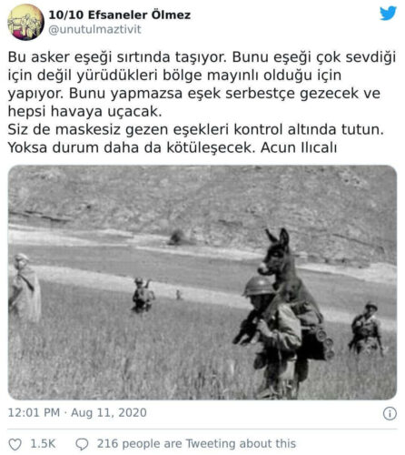 asker eşeği sırtında taşıyor