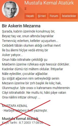 atatürk bir askerin mezarına şiiri