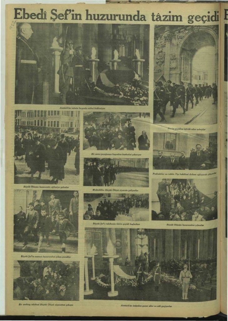 Ulus Gazetesi'nin 20 Kasım 1938 tarihli sayısında Atatürk'ün cenaze törenine ilişkin yer alan haber