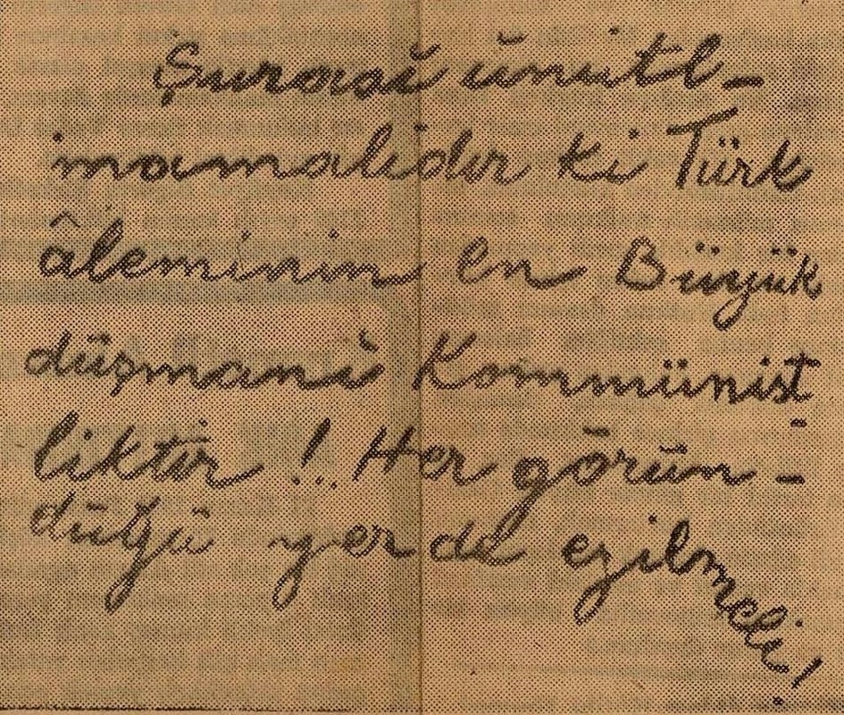 Atatürk'e Ait Olduğu ve Komünistlik Hakkında Görüşünü Beyan Ettiği İddia Edilen El Yazısı