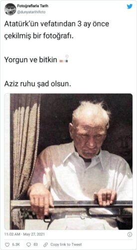 ataturkun vefatından 3 ay önce çekilmiş