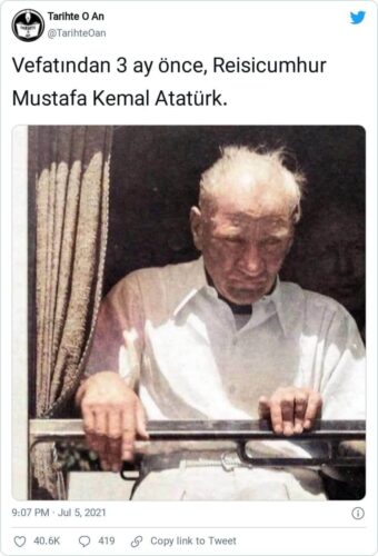 ataturkun vefatından 3 ay önce çekilmiş