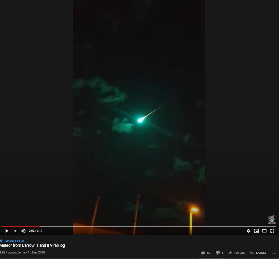 meteor düşüşü video