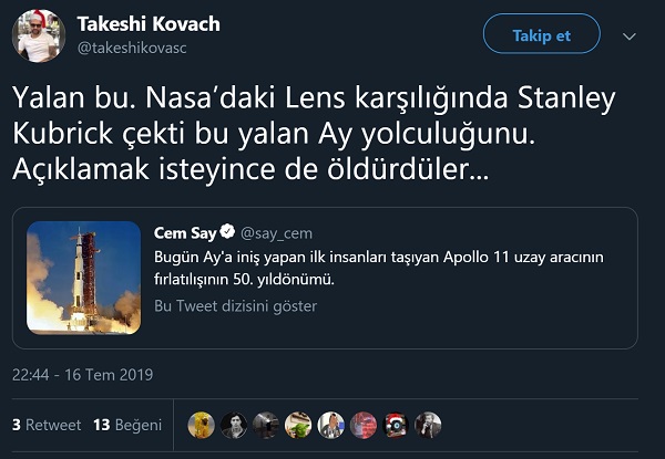 Ay'a iniş görüntülerinin Stanley Kubrick tarafından çekildiğini öne süren paylaşım